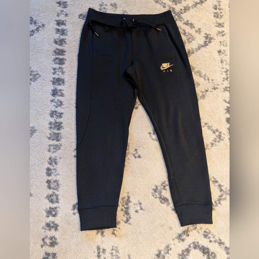 Nike Air Joggers Black with Rose Gold Logo | Size Medium